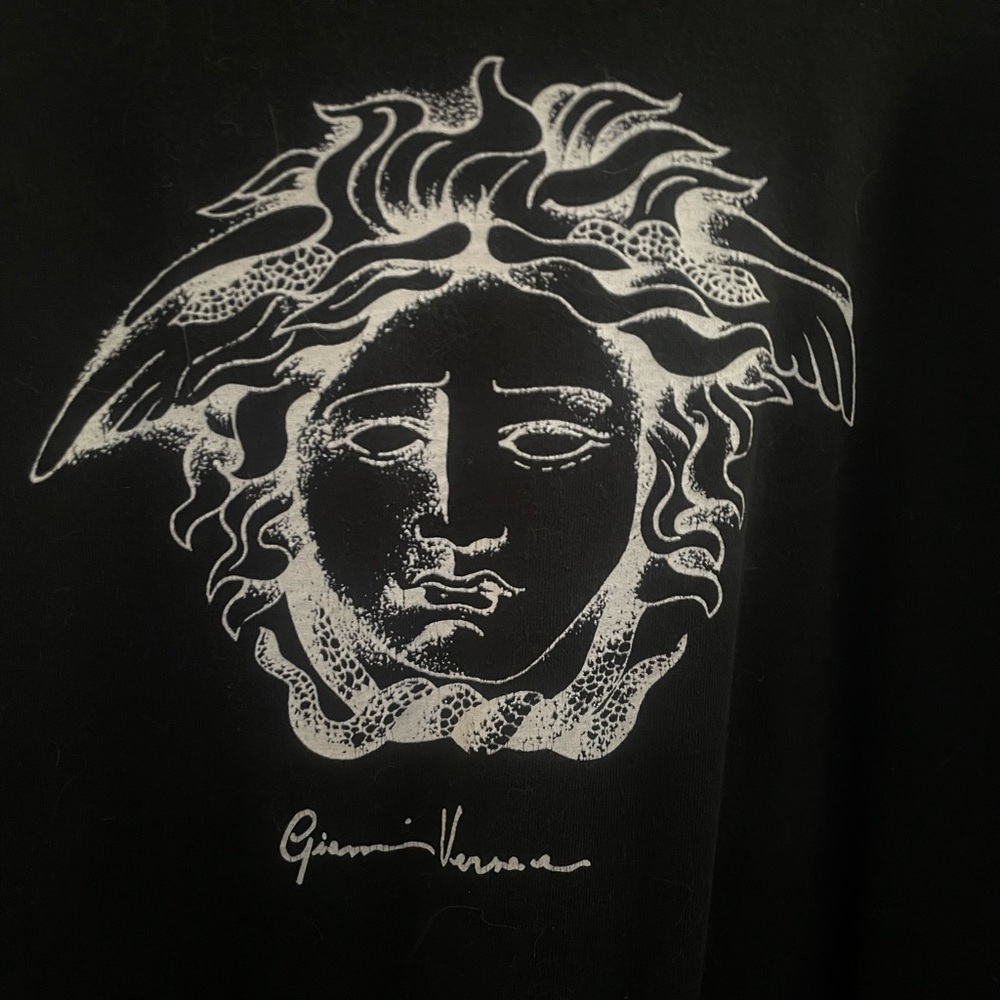 Versace Black Long Sleeve Tee with White Medusa Design